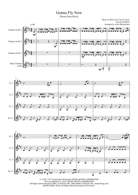 Gonna Fly Now Theme From Rocky Clarinet Quartet Page 2