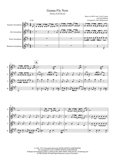 Gonna Fly Now Theme From Rocky Saxophone Quartet Page 2