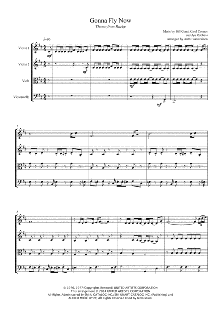 Gonna Fly Now Theme From Rocky String Quartet Page 2