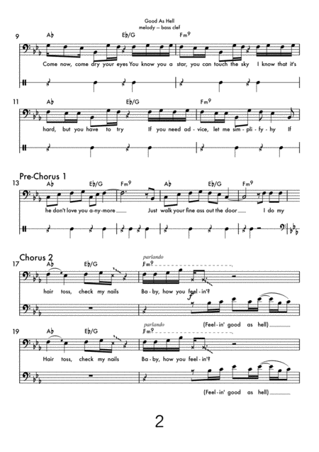 Good As Hell Lead Sheet Bass Clef Instruments Page 2