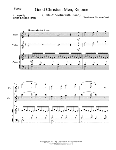 Good Christian Men Rejoice Flute Violin With Piano Score Part Page 2