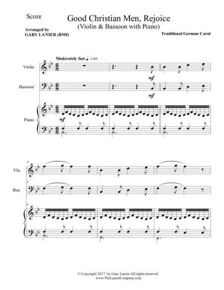 Good Christian Men Rejoice Violin Bassoon With Piano Score Parts Page 2