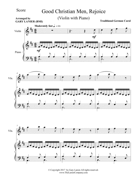 Good Christian Men Rejoice Violin With Piano Score Part Page 2