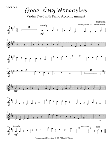 Good King Wenceslas Easy Violin Duet With Piano Accompaniment Page 2