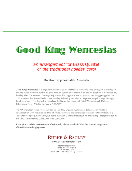 Good King Wenceslas For Brass Quintet Page 2