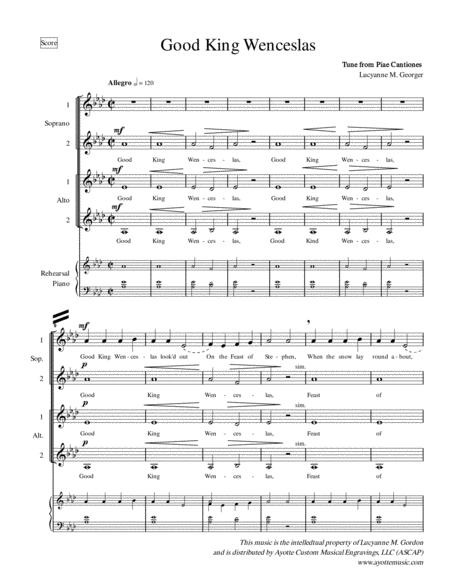 Good King Wenceslas For Womens Chorus Arranged By Lucyanna Gordon Page 2