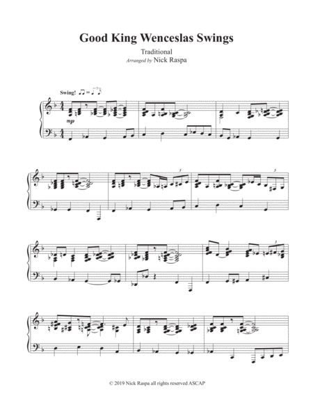 Good King Wenceslas Swings Advanced Intermediate Piano Page 2