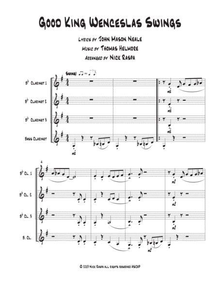 Good King Wenceslas Swings Easy Clarinet Quartet Page 2