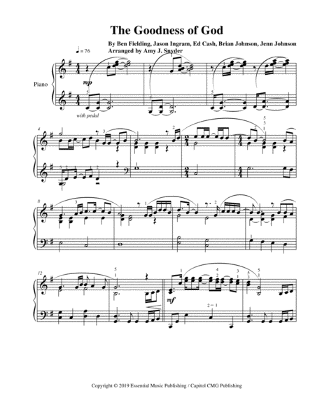 Goodness Of God Piano Solo Page 2