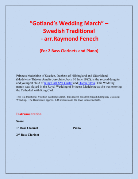 Gotlands Wedding March Traditional 2 Bass Clarinets And Piano Page 2