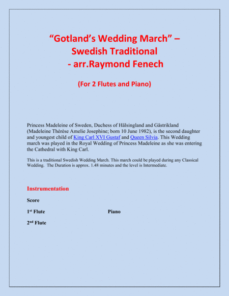 Gotlands Wedding March Traditional 2 Flutes And Piano Page 2