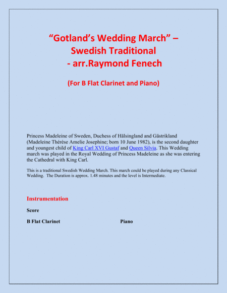 Gotlands Wedding March Traditional B Flat Clarinet And Piano Page 2