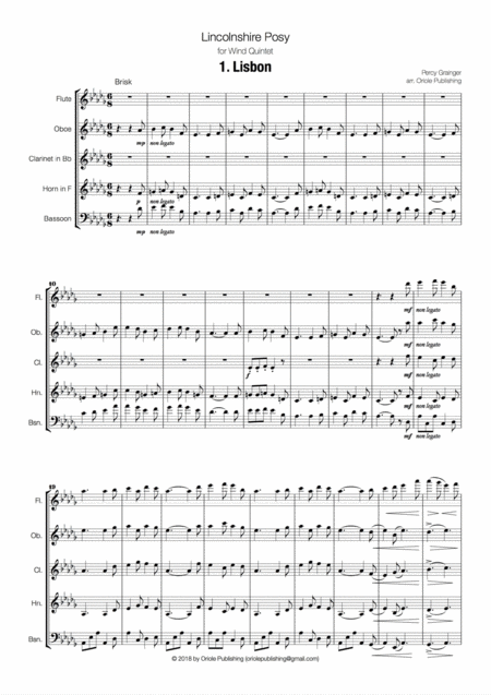 Grainger Lincolnshire Posy For Wind Quintet I Lisbon Page 2