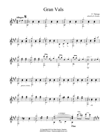 Gran Vals Grand Waltz For Guitar Solo Page 2