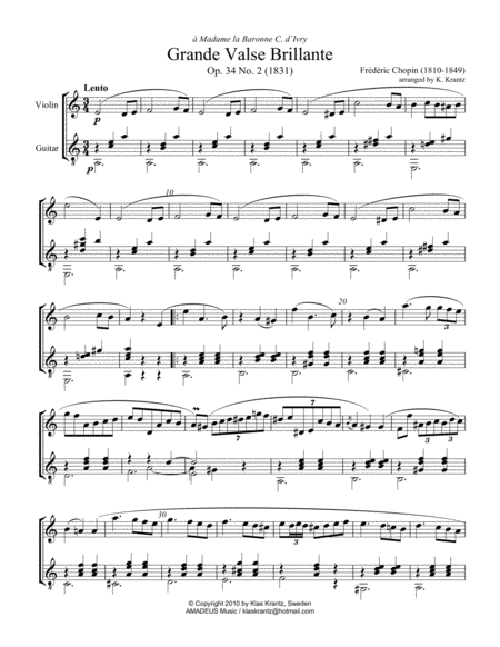 Grande Valse Brillante Op 34 No 2 For Violin And Guitar Page 2