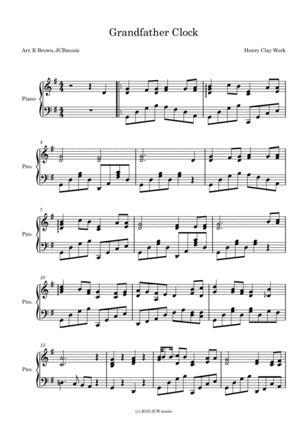 Grandfather Clock Piano Solo Or Use With Choir Page 2