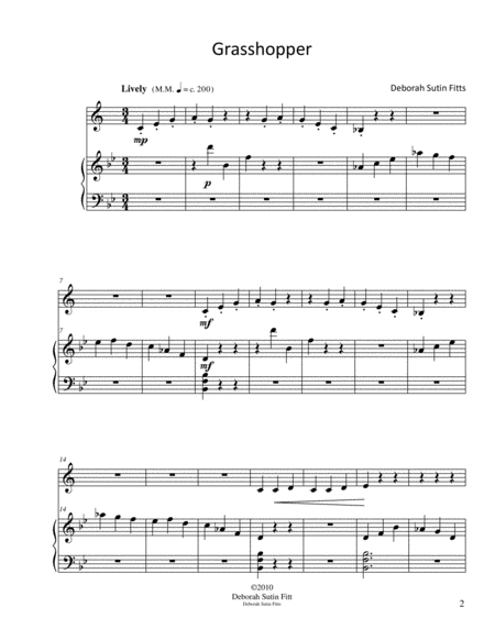 Grasshopper For Solo Clarinet With Piano Accompaniment Page 2