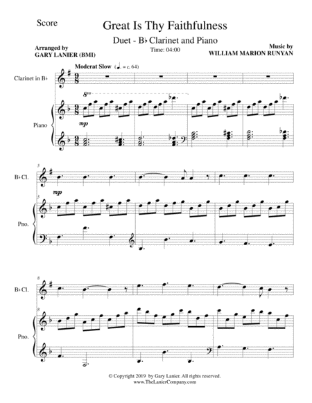 Great Is Thy Faithfulness For Bb Clarinet And Piano With Score Part Page 2