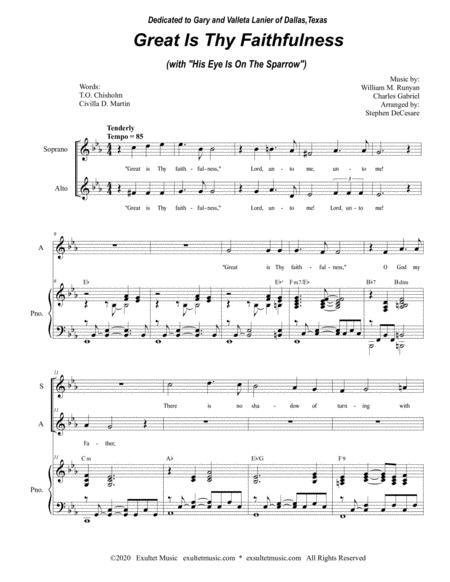 Great Is Thy Faithfulness With His Eye Is On The Sparrow Duet For Soprano And Alto Page 2