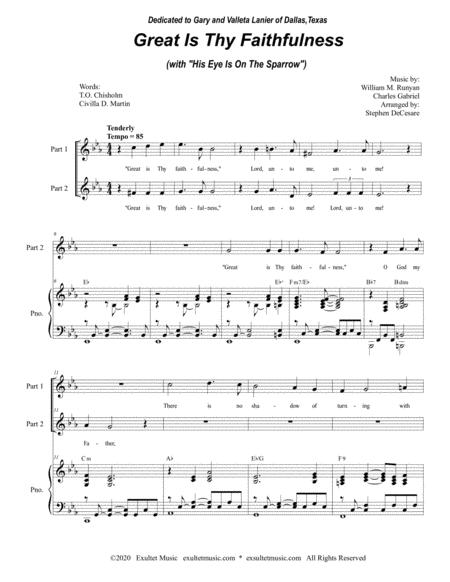 Great Is Thy Faithfulness With His Eye Is On The Sparrow For 2 Part Choir Page 2
