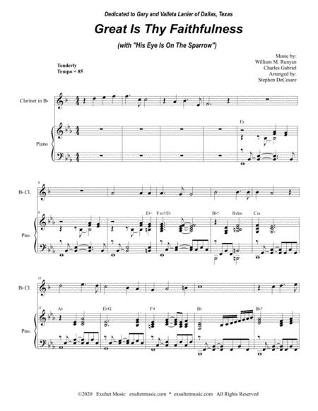 Great Is Thy Faithfulness With His Eye Is On The Sparrow For Bb Clarinet Solo And Piano Page 2