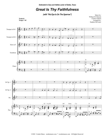 Great Is Thy Faithfulness With His Eye Is On The Sparrow For Brass Quartet And Piano Page 2