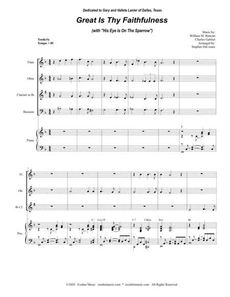 Great Is Thy Faithfulness With His Eye Is On The Sparrow For Woodwind Quartet And Piano Page 2