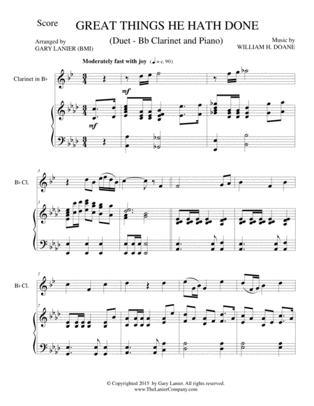 Great Things He Hath Done Bb Clarinet With Piano Score Part Included Page 2