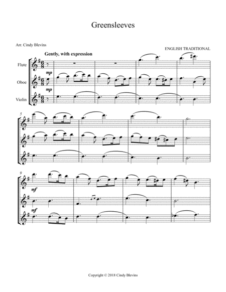 Greensleeves Arranged For Flute Oboe And Violin Page 2