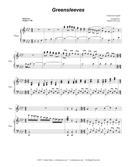 Greensleeves Duet For Violin And Viola Alternate Version Page 2