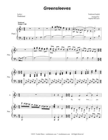 Greensleeves For 2 Part Choir Sa Page 2