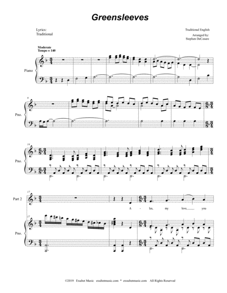 Greensleeves For 2 Part Choir Page 2