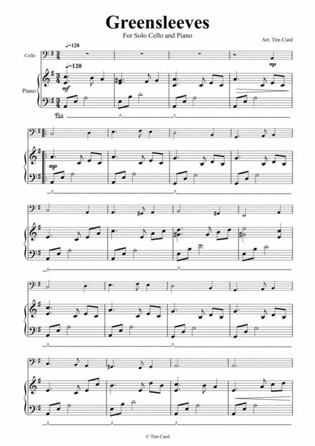 Greensleeves For Cello And Piano Page 2