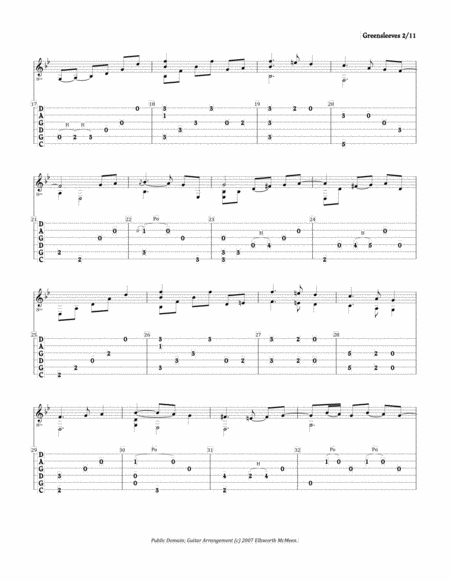 Greensleeves For Fingerstyle Guitar Tuned Cgdgad Page 2