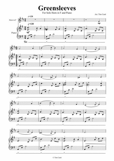 Greensleeves For Horn In F And Piano Page 2