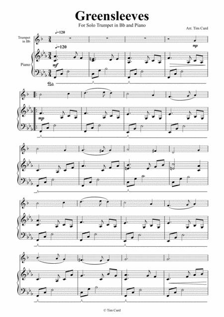 Greensleeves For Trumpet In Bb And Piano Page 2