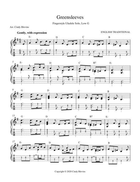 Greensleeves Ukulele Solo Fingerstyle Low G Page 2