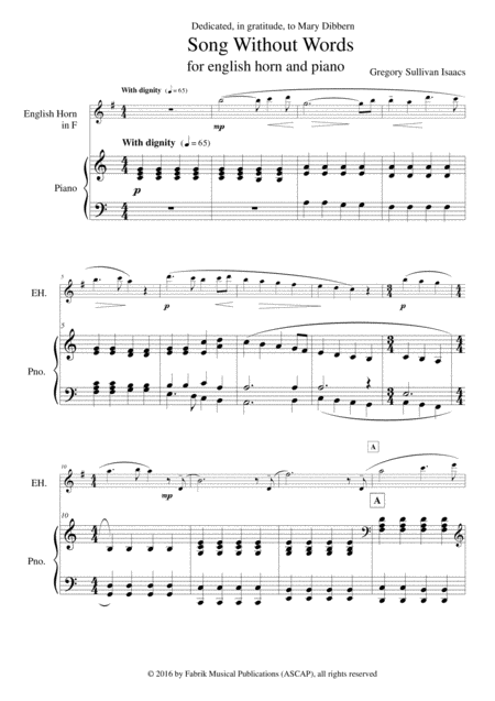 Gregory Sullivan Isaacs Song Without Words For English Horn And Piano Page 2