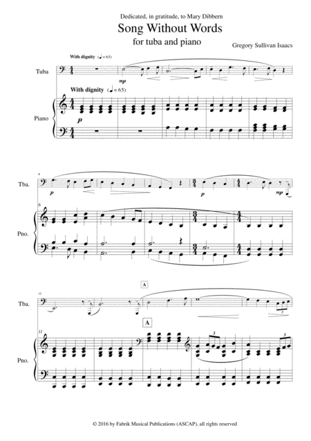 Gregory Sullivan Isaacs Song Without Words For Tuba And Piano Page 2