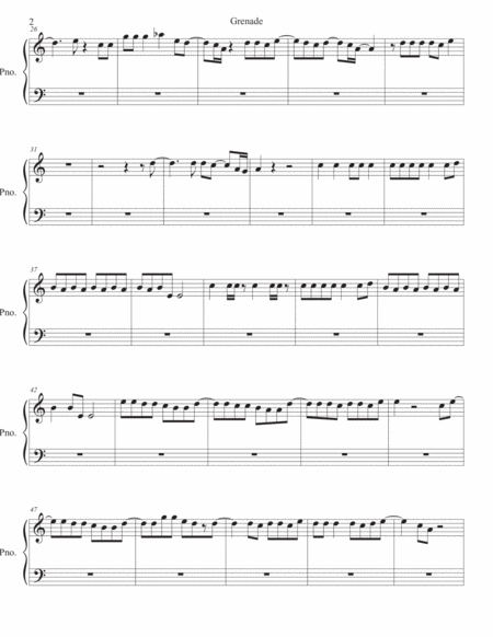 Grenade Easy Key Of C Piano Page 2