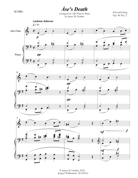 Grieg Ases Death From Peer Gynt Suite For Alto Flute Piano Page 2