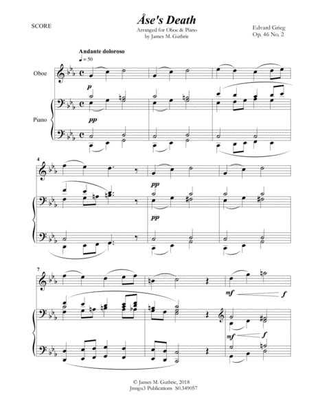 Grieg Ases Death From Peer Gynt Suite For Oboe Piano Page 2