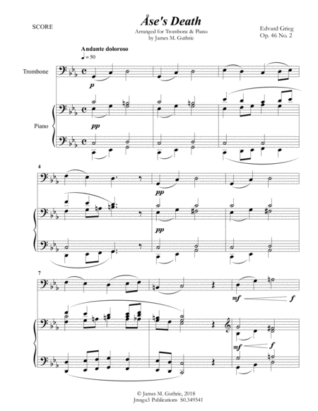 Grieg Ases Death From Peer Gynt Suite For Trombone Piano Page 2