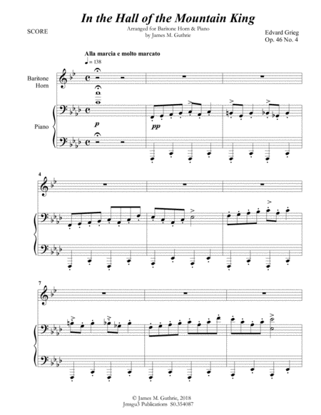 Grieg Hall Of The Mountain King From Peer Gynt Suite For Baritone Horn Piano Page 2