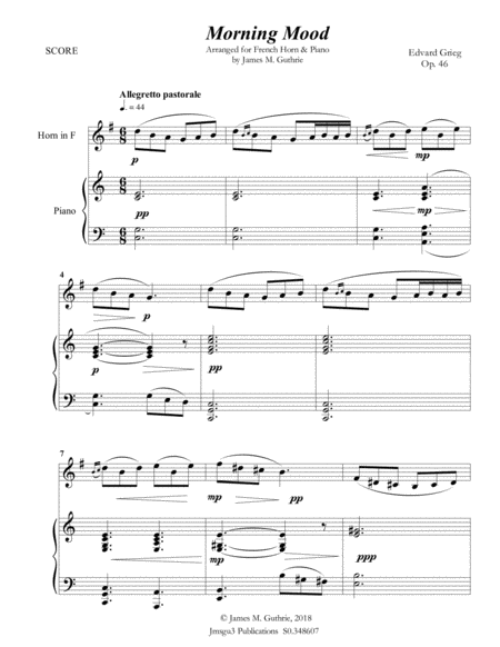Grieg Morning Mood From Peer Gynt Suite For French Horn Piano Page 2