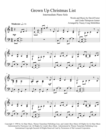 Grown Up Christmas List Piano Solo Page 2