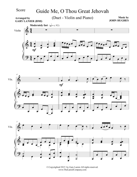 Guide Me O Thou Great Jehovah Duet Violin And Piano Score And Parts Page 2