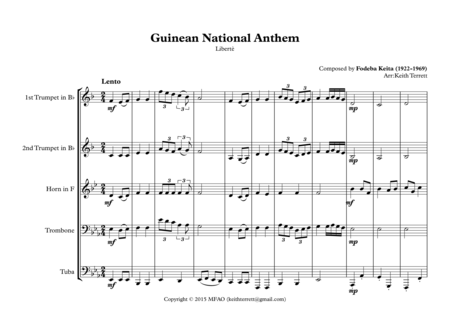 Guinea National Anthem Libert For Brass Quintet Page 2