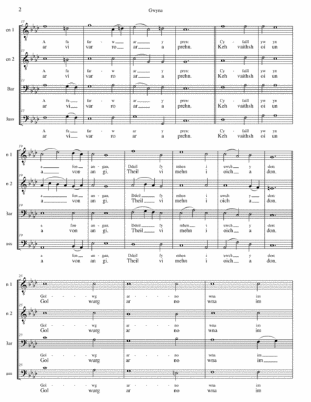 Gwynfa Paradise Welsh Hymn For Ttbb Unaccompanied Page 2