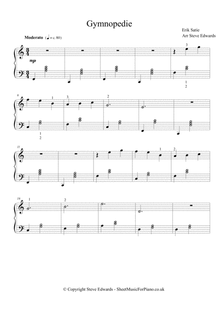 Gymnopedie For Easy Piano Solo Page 2